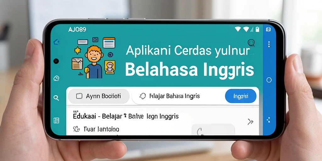 Antarmuka AJO89 yang intuitif untuk belajar Bahasa Inggris.