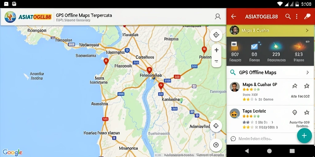 Tampilan antarmuka aplikasi GPS Offline yang sederhana dan informatif.