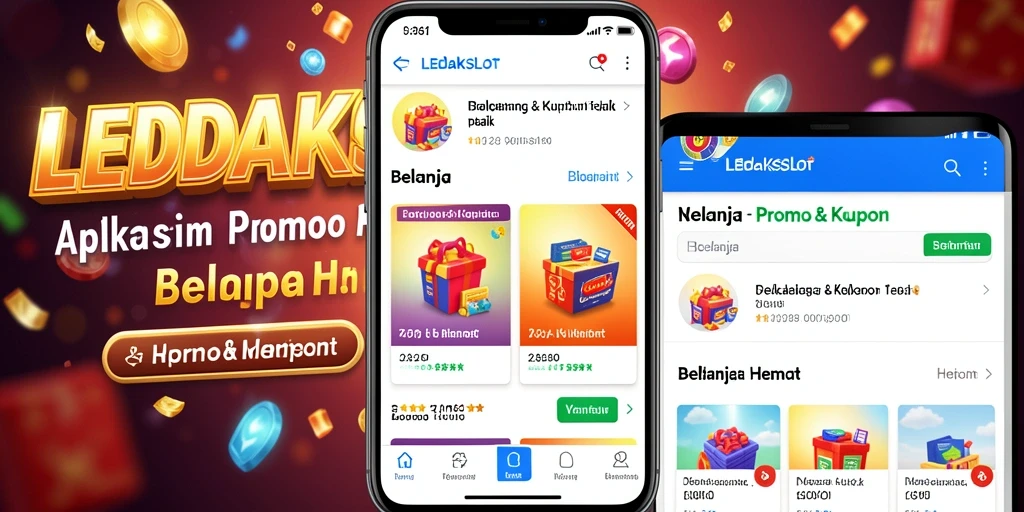 Antarmuka aplikasi LEDAKSLOT menampilkan berbagai penawaran dan kupon menarik.