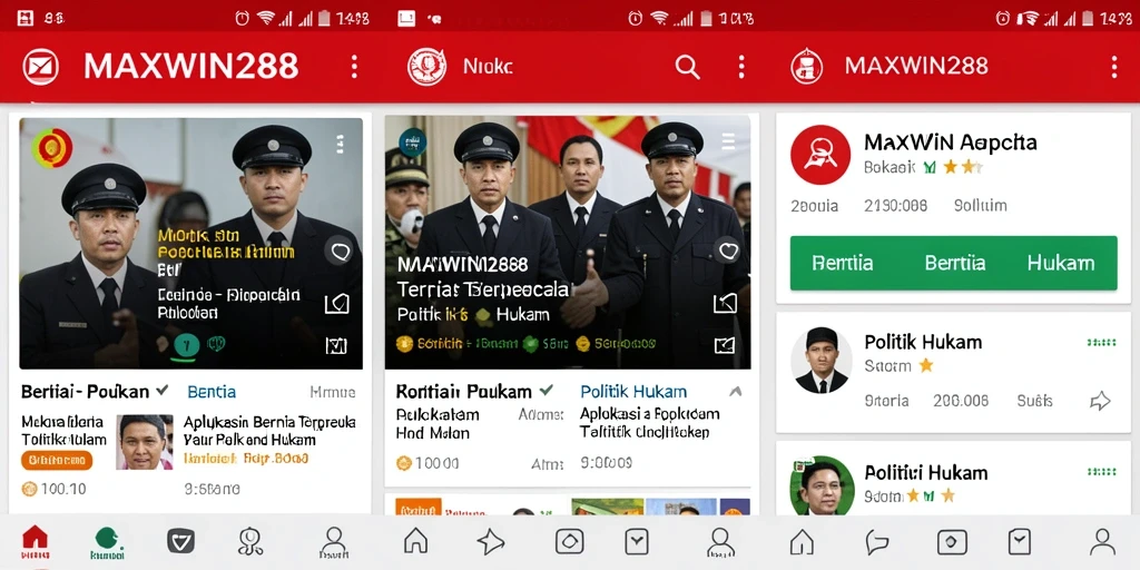 Antarmuka aplikasi MAXWIN288 menampilkan berita politik dan hukum yang terupdate.