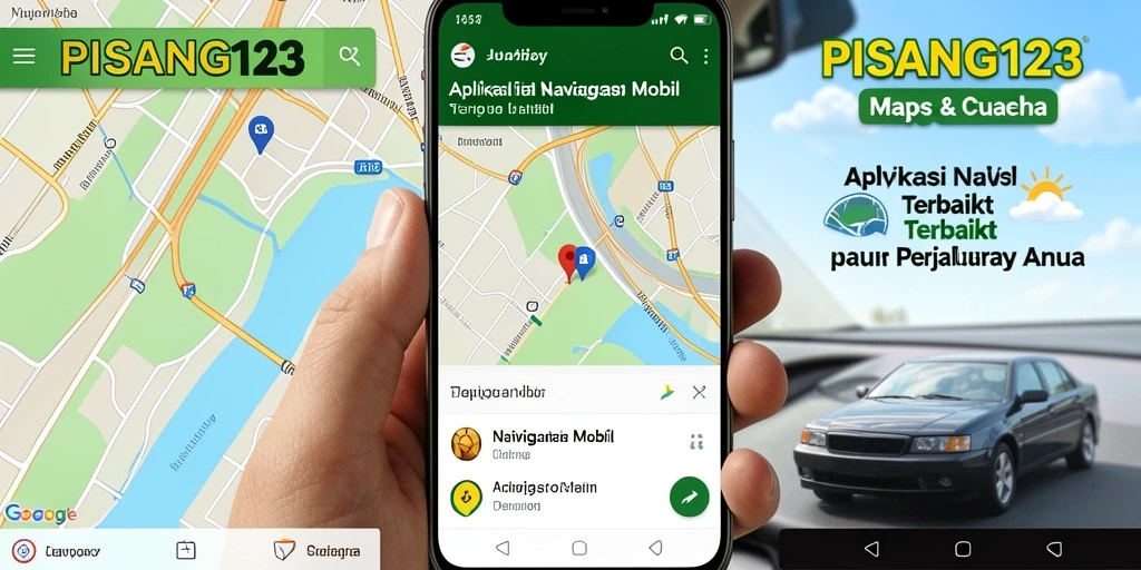 Antarmuka pengguna PISANG123 untuk navigasi mobil yang mudah dipahami.